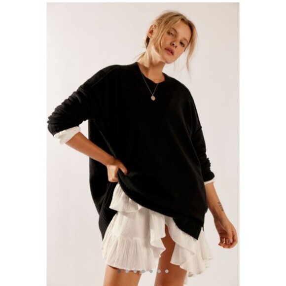 NWT-Free People Phoebe Pullover - Black - M - Picture 1 of 8